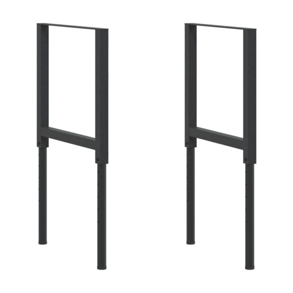 vidaXL Adjustable Work Bench Frames 2 pcs Metal 55x(69-95.5) cm Black - Image 2
