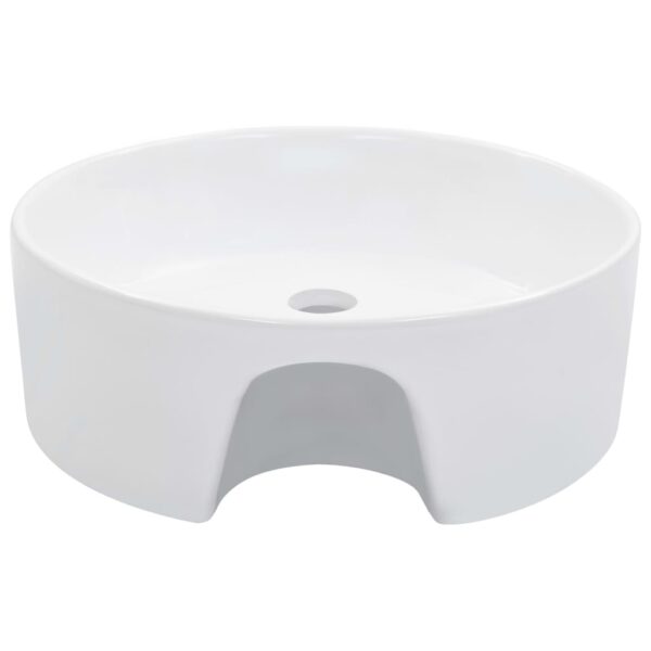 vidaXL Wash Basin with Overflow 36x13 cm Ceramic White - Image 3