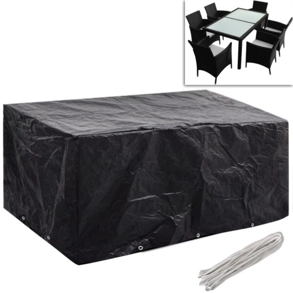 vidaXL Garden Furniture Covers 2 pcs 6 Person Poly Rattan Set 10 Eyelets 240x140 cm - Image 2