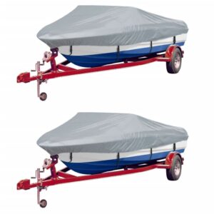 vidaXL Boat Covers 2 pcs Grey Length 427-488 cm Width 229 cm