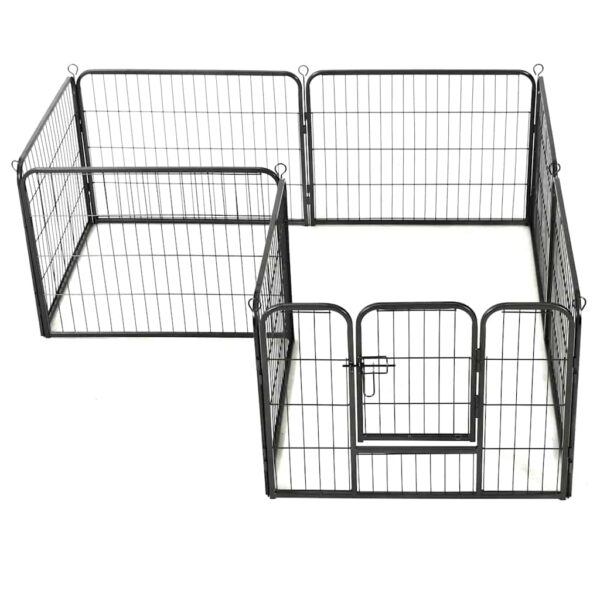 vidaXL Dog Playpen 8 Panels Steel 80x60 cm Black - Image 3