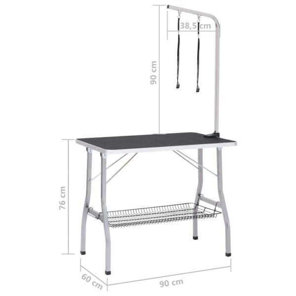 vidaXL Adjustable Dog Grooming Table with 2 Loops and Basket - Image 11