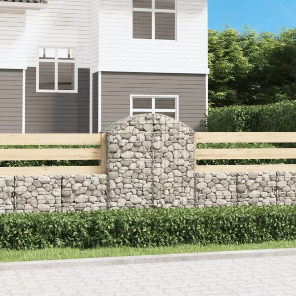 vidaXL Arched Gabion Basket 100x50x120/140 cm Galvanised Iron - Image 1