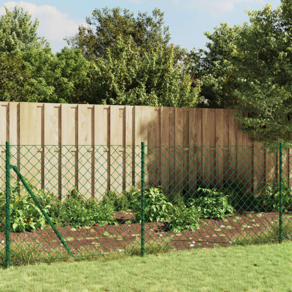 vidaXL Chain Link Fence Green 0.8x25 m - Image 1