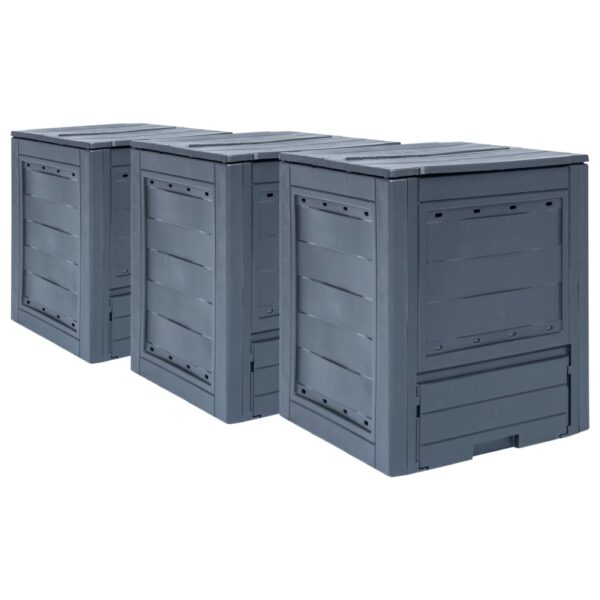 vidaXL Garden Composters 3 pcs Grey 60x60x73 cm 780 L - Image 1