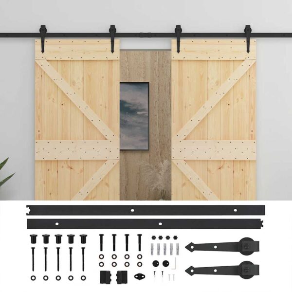 vidaXL Sliding Door with Hardware Set 80x210 cm Solid Pine Wood - Image 3