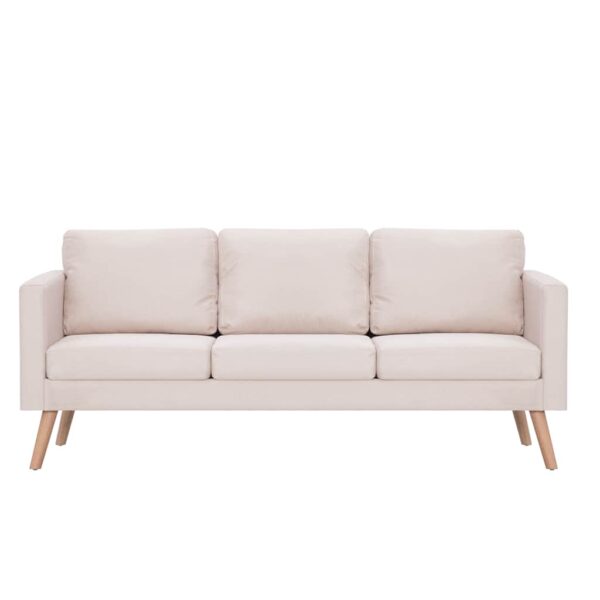vidaXL 3-Seater Sofa Fabric Cream - Image 3