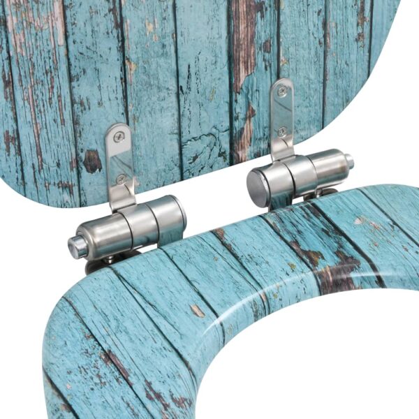 vidaXL WC Toilet Seats 2 pcs with Soft Close Lids MDF Old Wood Design - Image 7