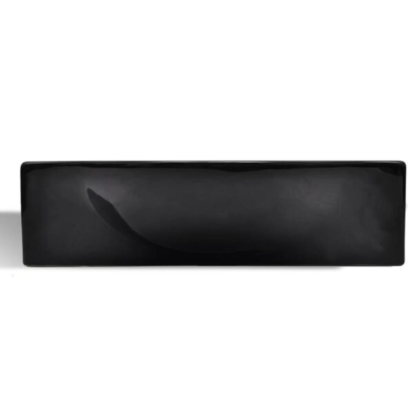 vidaXL Ceramic Bathroom Sink Basin with Faucet Hole Black - Image 3