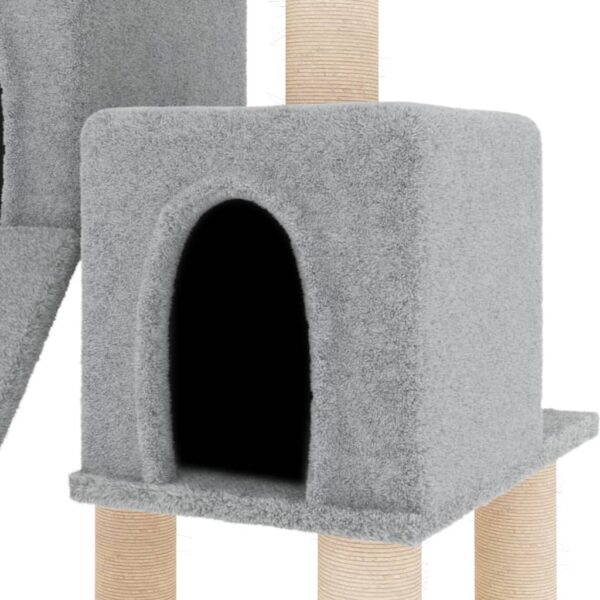 vidaXL Cat Tree with Sisal Scratching Posts Light Grey 82 cm - Image 6