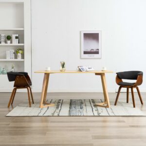 vidaXL Dining Chairs 2 pcs Grey Bent Wood and Fabric