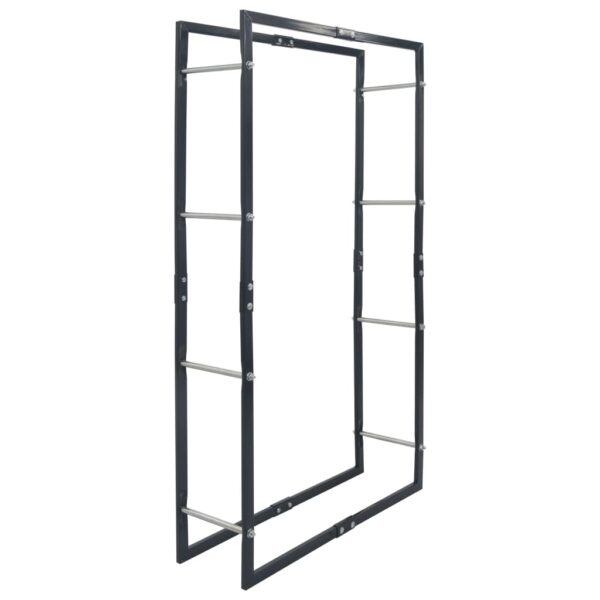 vidaXL Firewood Rack Black 80x25x150 cm Steel - Image 2