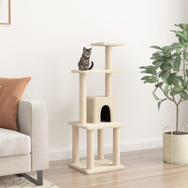 vidaXL Cat Tree with Sisal Scratching Posts Cream 105 cm - Image 1
