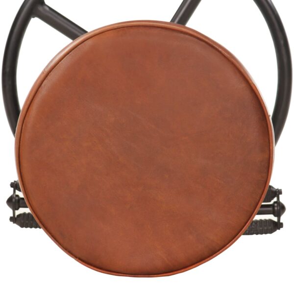 vidaXL Bar Stools 2 pcs Black and Brown Real Goat Leather - Image 6