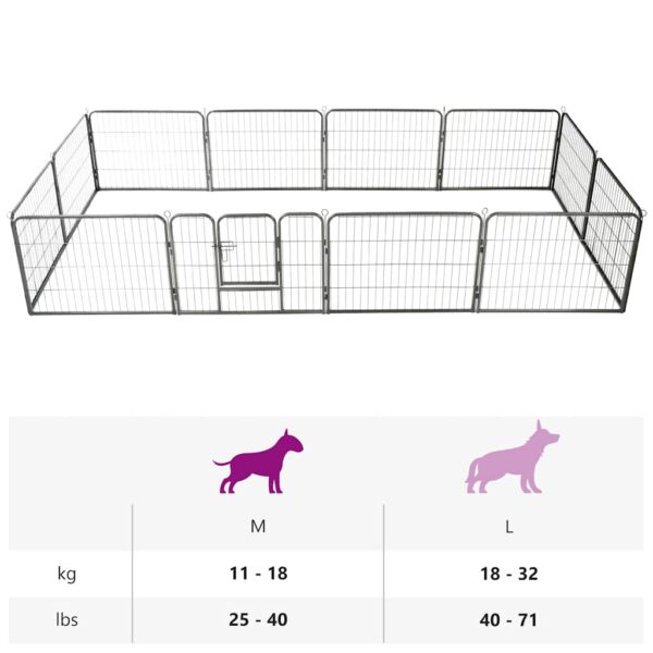 vidaXL Dog Playpen 12 Panels Steel 80x60 cm Black - Image 10