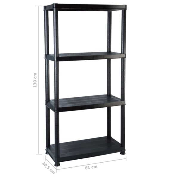 vidaXL Storage Shelf 4-Tier Black 61x30.5x130 cm Plastic - Image 8