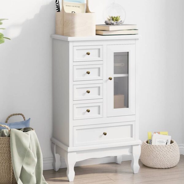 vidaXL Cabinet with 5 Drawers 2 Shelves White - Image 1