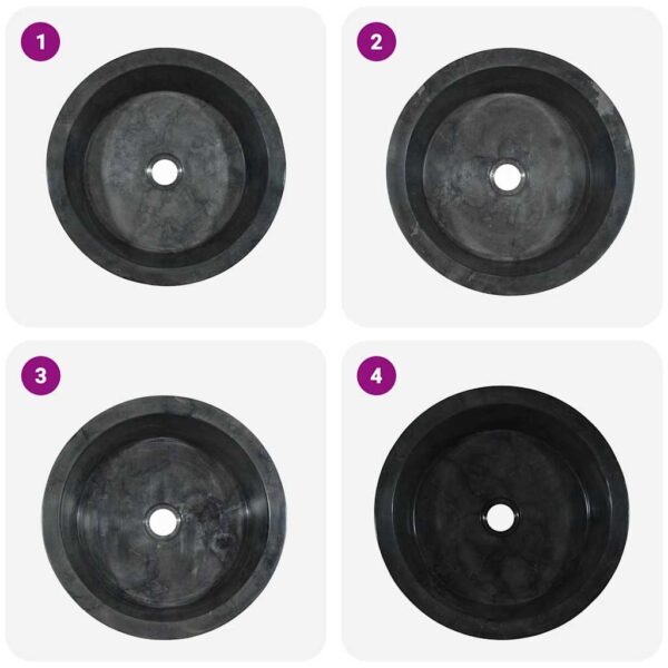 vidaXL Sink Black Ø40x15 cm Marble - Image 6