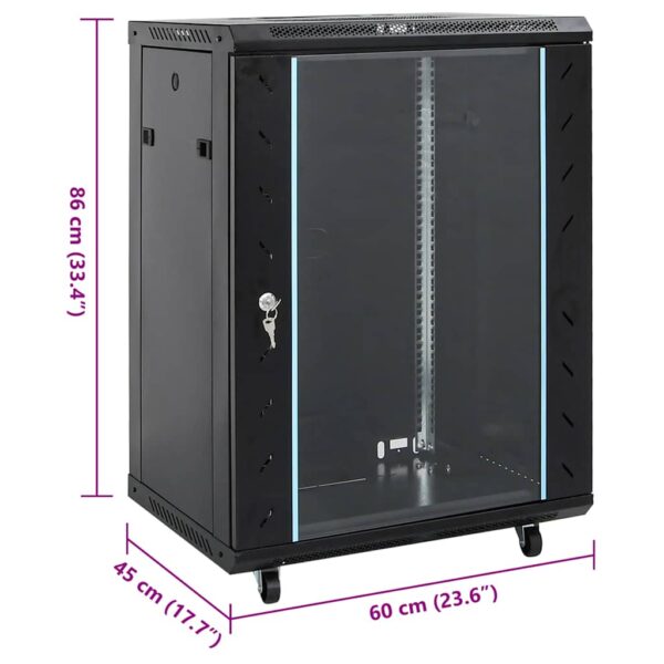 vidaXL 15U Network Cabinet with Swivel Feet 19" IP20 60x45x86 cm - Image 8
