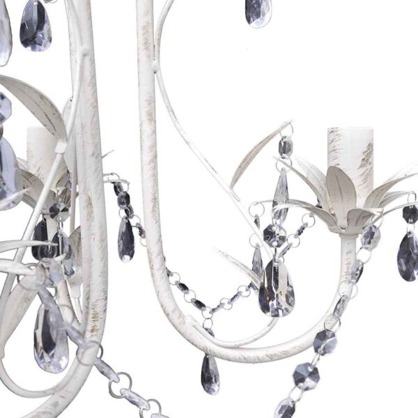 vidaXL Crystal Pendant Ceiling Lamp Chandelier Elegant White - Image 4