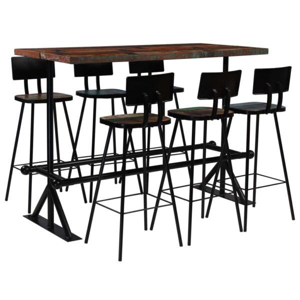 vidaXL Bar Set 7 Piece Solid Reclaimed Wood Multicolour - Image 1