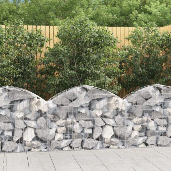vidaXL Arched Gabion Basket 100x30x60/80 cm Galvanised Iron - Image 1