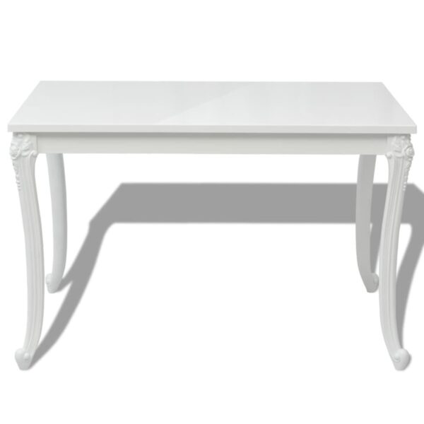 vidaXL Dining Table 116x66x76 cm High Gloss White - Image 3