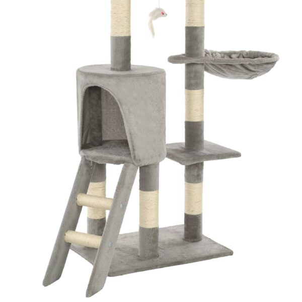 vidaXL Cat Tree with Sisal Scratching Posts 138 cm Grey - Image 8