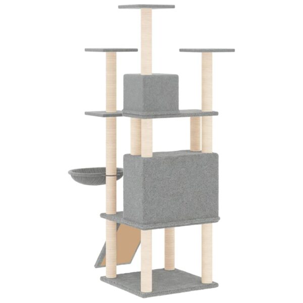 vidaXL Cat Tree with Sisal Scratching Posts Light Grey 154 cm - Image 5