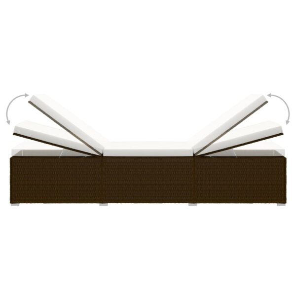 vidaXL 3 Piece Garden Sun Loungers with Tea Table Poly Rattan Brown - Image 6