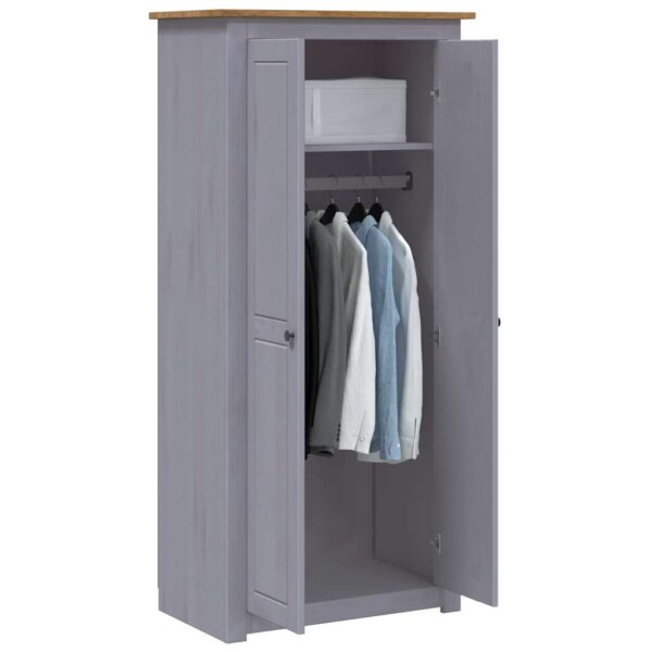 vidaXL Wardrobe Grey 80x50x171.5 cm Solid Pine Panama Range - Image 2