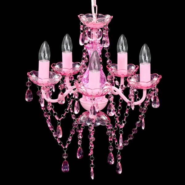vidaXL Crystal Light 5 Bulbs Pink - Image 3