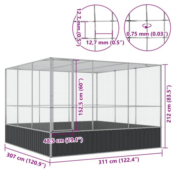 vidaXL Aviary Silver 311x307x212 cm Steel - Image 10