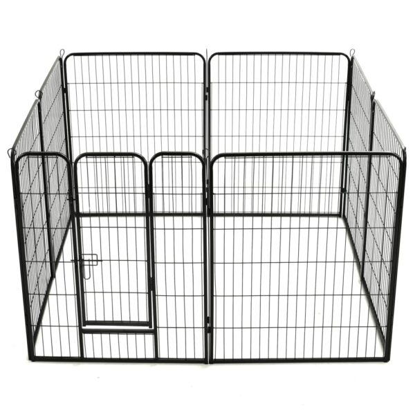 vidaXL Dog Playpen 8 Panels Steel 80x100 cm Black - Image 5