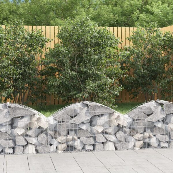 vidaXL Arched Gabion Basket 100x30x40/60 cm Galvanised Iron - Image 1