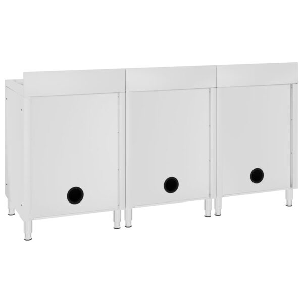 vidaXL Commercial Kitchen Sink Cabinets 3 pcs Stainless Steel - Image 4