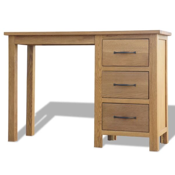 vidaXL Desk with 3 Drawers 106x40x75 cm Solid Oak Wood - Image 5