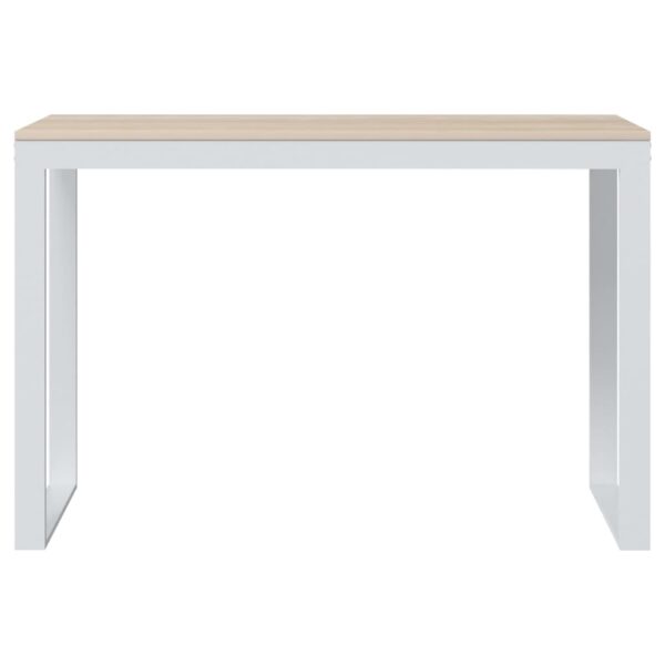vidaXL Computer Desk White and Oak 110x60x73 cm Engineered Wood - Image 3