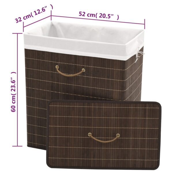vidaXL Bamboo Laundry Bin Rectangular Dark Brown - Image 8