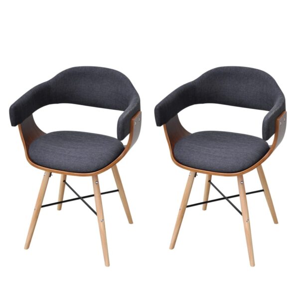 vidaXL Dining Chairs 2 pcs Dark Grey Bent Wood and Fabric - Image 2
