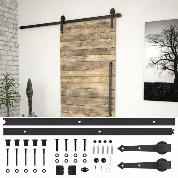 vidaXL Sliding Door SKIEN Hardware Kit 200 cm Steel Black - Image 1