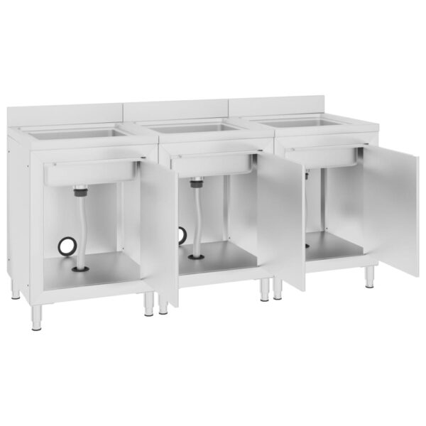 vidaXL Commercial Kitchen Sink Cabinets 3 pcs Stainless Steel - Image 3