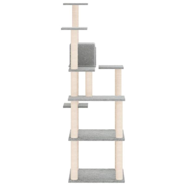 vidaXL Cat Tree with Sisal Scratching Posts Light Grey 153 cm - Image 4