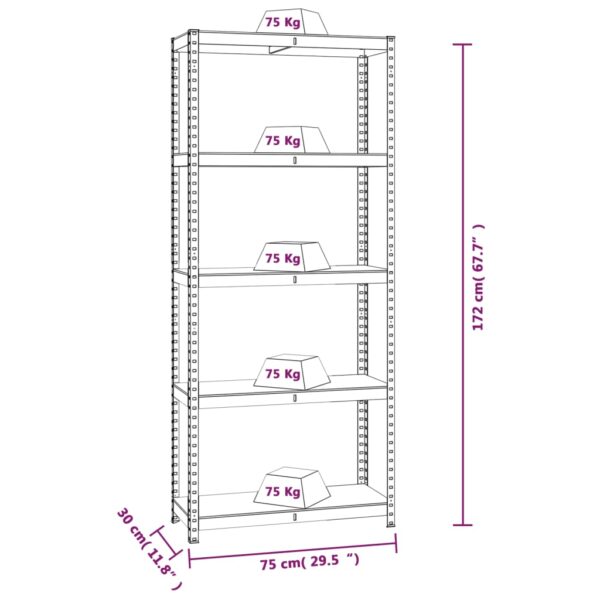 vidaXL 5-Layer Shelves 3 pcs Blue Steel and Engineered Wood - Image 10