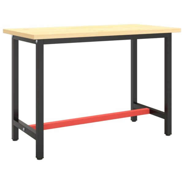 vidaXL Work Bench Frame Matte Black and Matte Red 110x50x79 cm Metal - Image 2