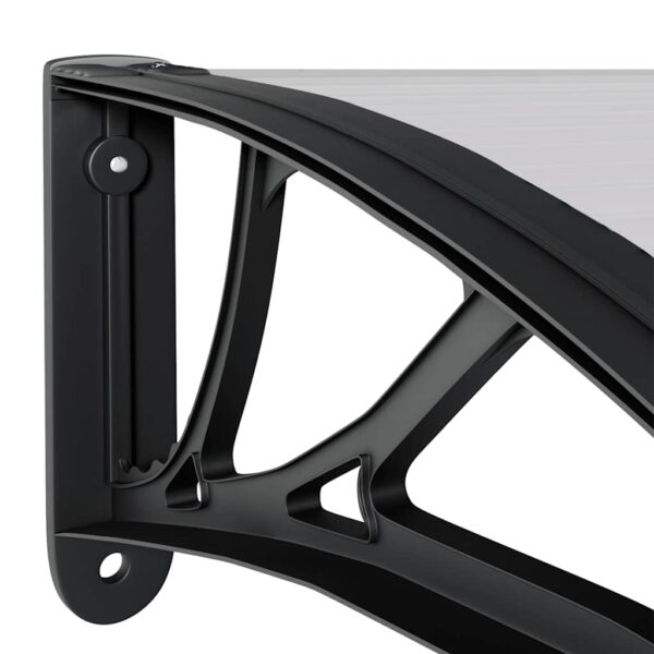 vidaXL Door Canopy Black and Transparent 150x75 cm Polycarbonate - Image 6