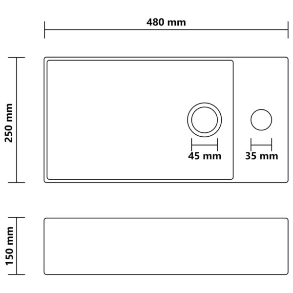 vidaXL Bathroom Sink with Overflow Ceramic Matt White - Image 7