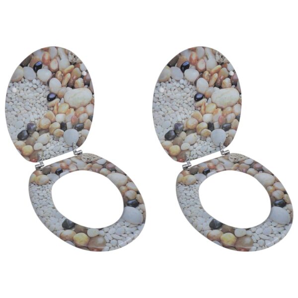 vidaXL Toilet Seats with Lids 2 pcs MDF Pebbles - Image 1