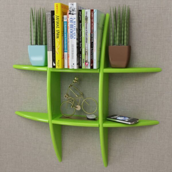 Green MDF Floating Wall Display Shelf Book/DVD Storage - Image 1