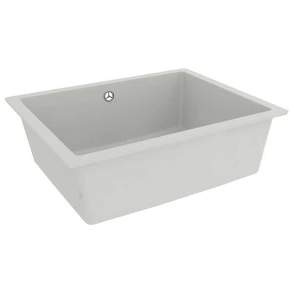 vidaXL Kitchen Sink with Overflow Hole White Granite - Image 3
